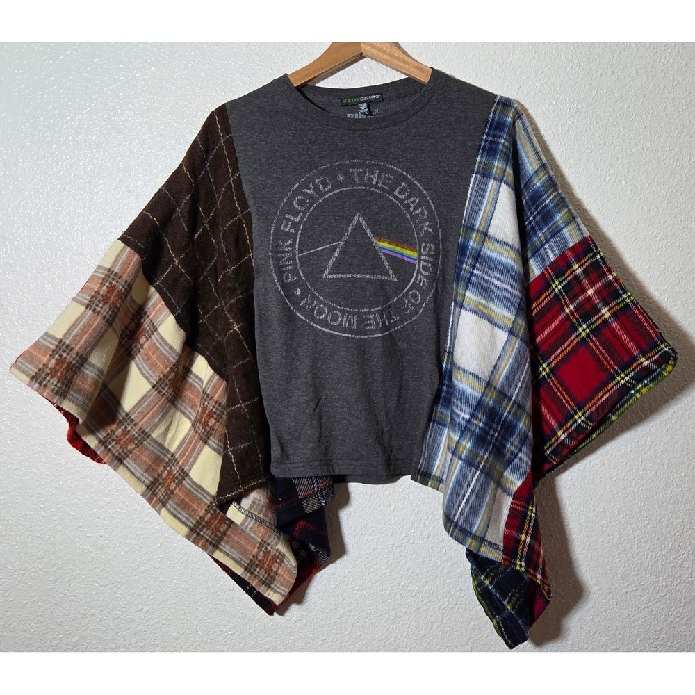 Shannon Passero Patchwork Poncho Top Pink Floyd Upcycled Artisan One Size